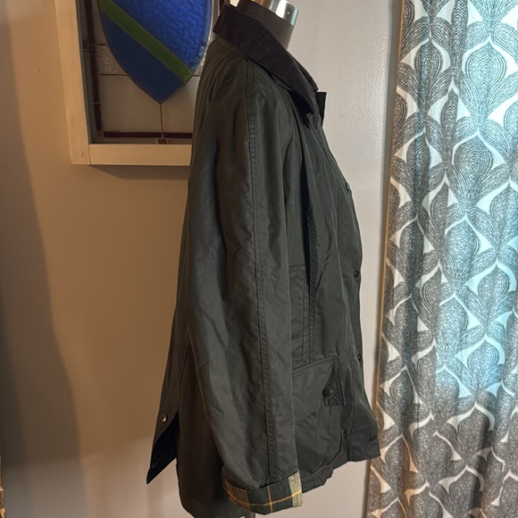 Barbour Beadnell Waxed Cotton Jacket Original Barbour Tartan Flannel Lining SZ12 - Picture 5 of 11